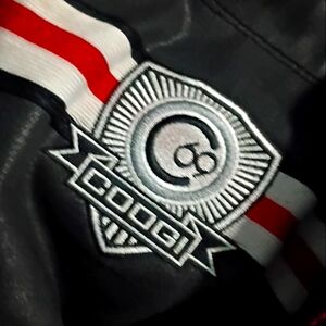 COOGI Black Jeans with Red and White Stripes